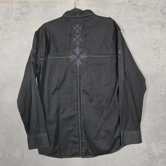 Roar Shirt Mens 2XL XXL Black Embroidered‎ Y2K designer slim fit long sleeve - Picture 2 of 12